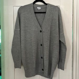 VINCE Oversized Cotton Grey Cardigan